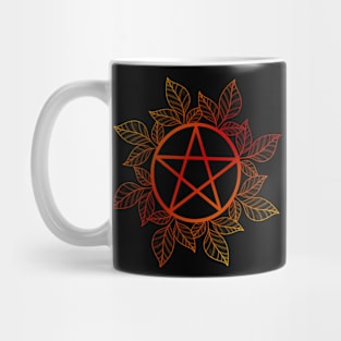 Fiery Red Yellow Leafy Pentagram Mug